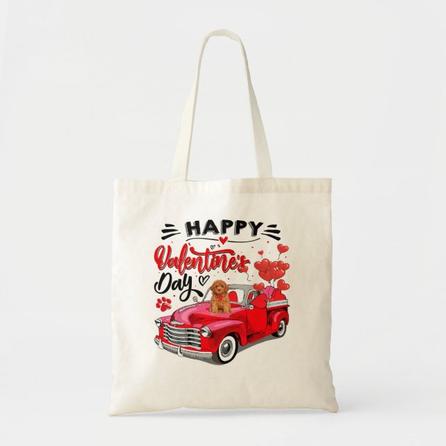 Tote Bag Poodle Chien mignon Poodle Chien Camion Rouge Heur (Devant)