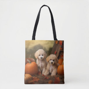 Tote Bag Poodle Chiot Automne Citrouille délice