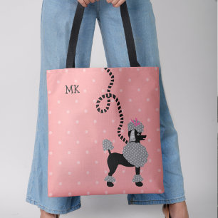 Tote Bag Poodle Jupe Chien Rétro rose les années 50 Moderne