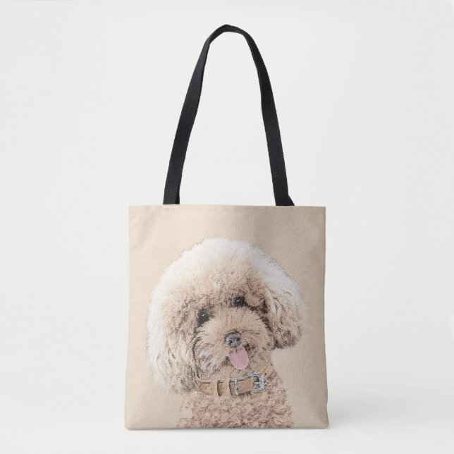 Tote Bag Poodle Miniature Toy Apricot Crème Chien Brown Art (Devant)
