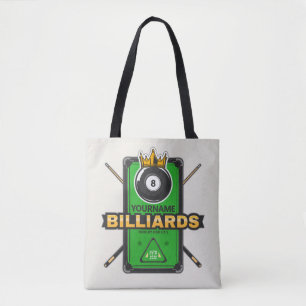 Tote Bag Pool Hall personnalisé NOM 8 Ball Crown Billiards