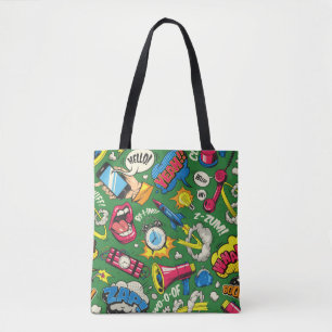 Tote Bag Pop art colorful seamless pattern with comic speec