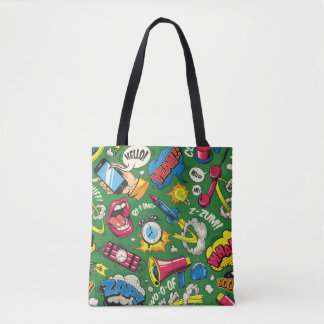 Tote Bag Pop art colorful seamless pattern with comic speec