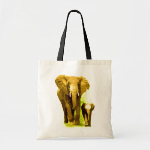 Tote Bag Pop Art Elephant Famille Maman Bébé