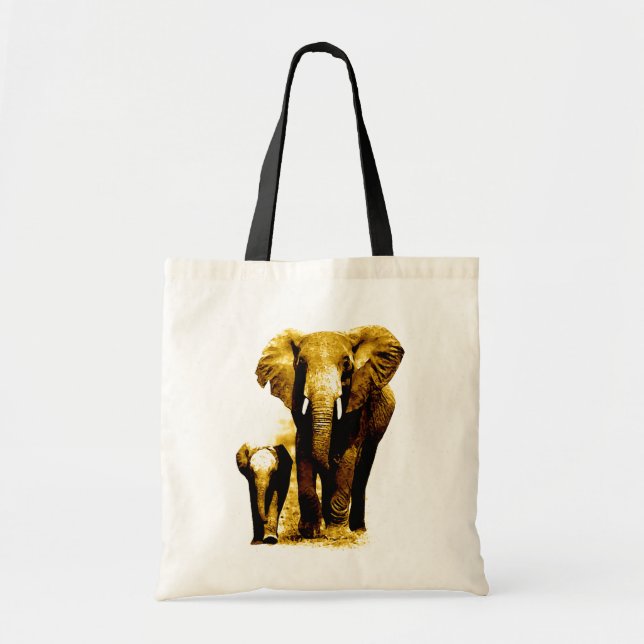 Tote Bag Pop Art Elephant Famille Maman Bébé (Devant)
