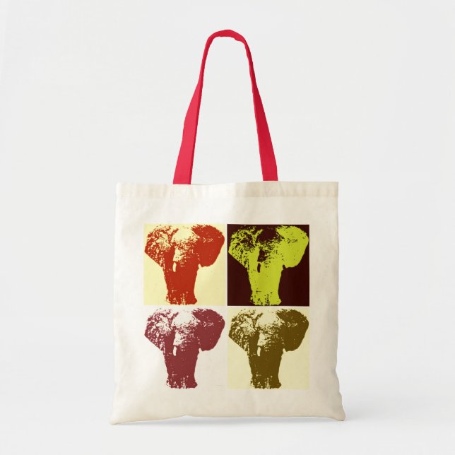 Tote Bag Pop Art Elephant Retro (Devant)