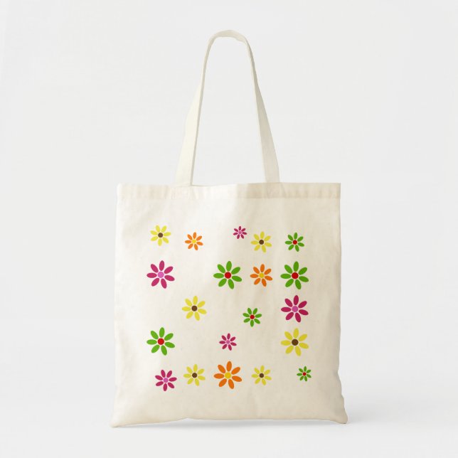 Tote Bag Pop art Flowers seamless pattern + your ideas (Devant)