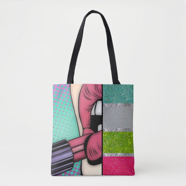 Tote Bag Pop Art | Parties scintillant Faux (Devant)
