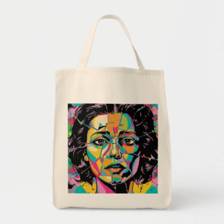 Tote Bag Pop Art Portrait Abstrait Femme Visage