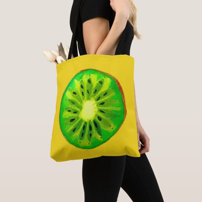 Tote Bag Pop art vif kiwi fruit original aquarelle (De près)