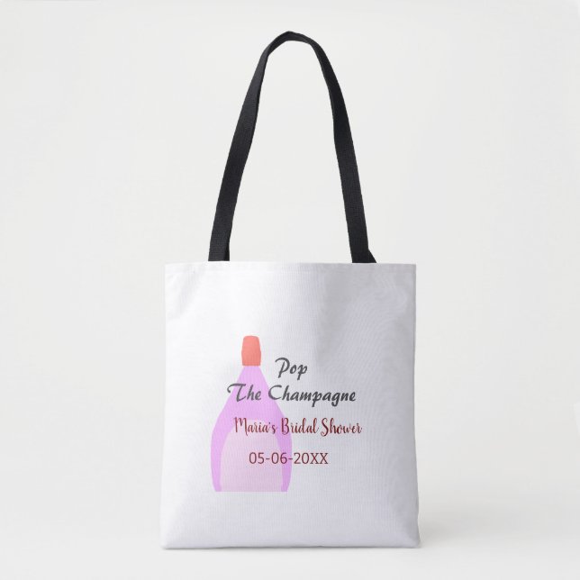Tote Bag Pop Champagne rose invitation de douche de mariage (Devant)