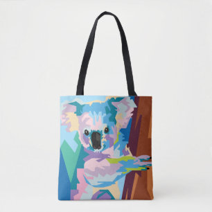 Tote Bag Pop coloré Art Koala Portrait
