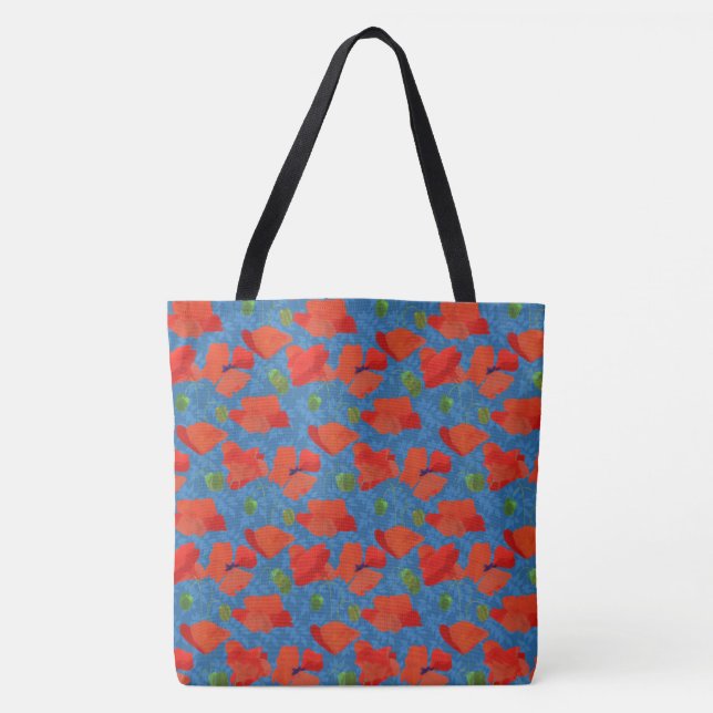 Tote Bag Poppies de champ chic à écarlate modèle floral sur (Devant)