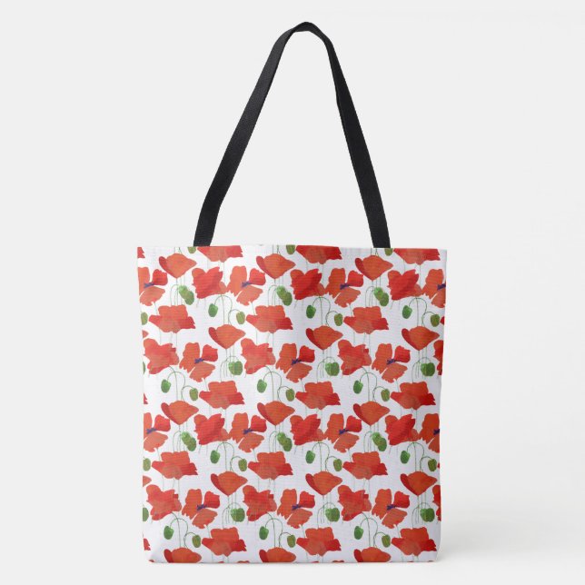 Tote Bag Poppies de champ d'araignée chic modèle floral sur (Devant)
