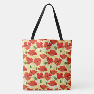 Tote Bag Poppies de champ d'araignée modèle floral sur Jaun
