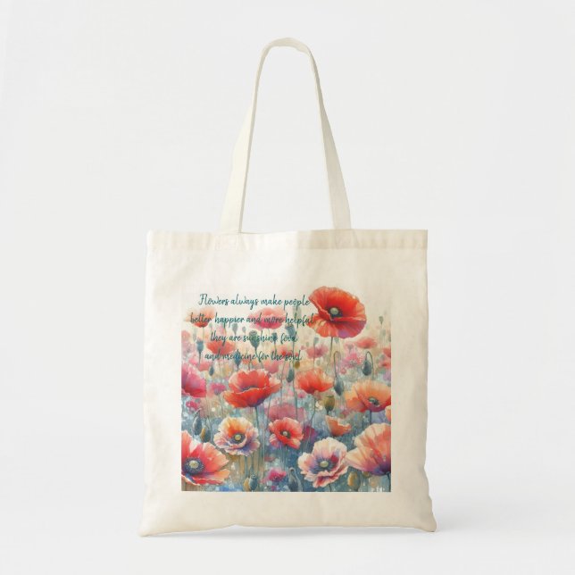 Tote Bag Poppies d'Islande et citation (Devant)