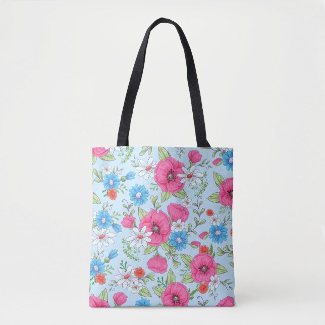 Tote Bag Poppies et marguerites Fourre-tout (Devant)