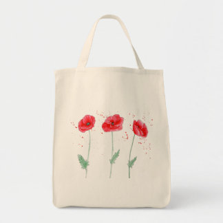Tote Bag Poppies rouges en aquarelles