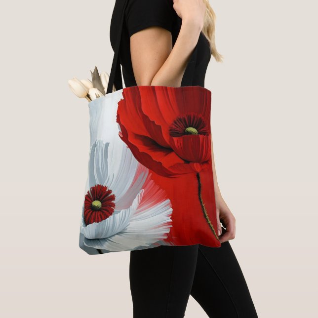 Tote Bag Poppies rouges et blanches (De près)