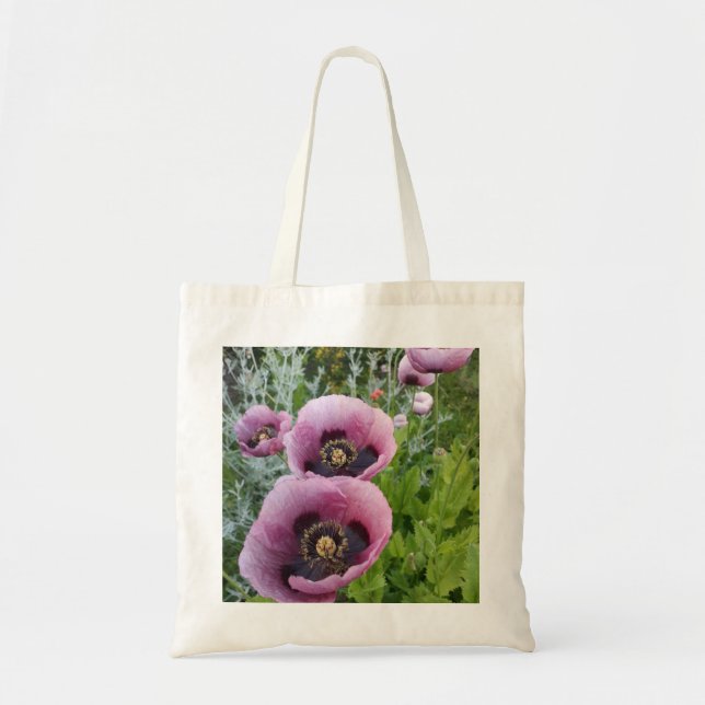 Tote Bag Poppies violettes roses Fleurs violettes mauves fl (Devant)