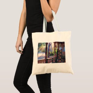 Tote Bag Porche de cottage au soleil précoce - Vignoble de 
