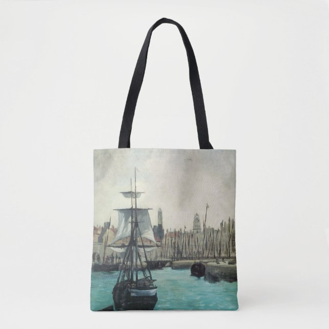 Tote Bag Port de Calais par Manet, Impressionisme d'Art Vin (Devant)