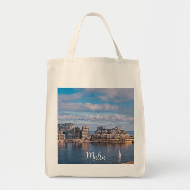 Tote Bag Port de Sliema et gratte-ciel à Malte (Devant)