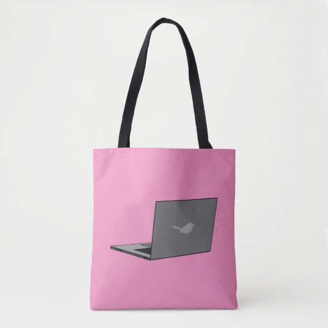 Tote Bag Portable gris avec logo d'oiseau (Devant)