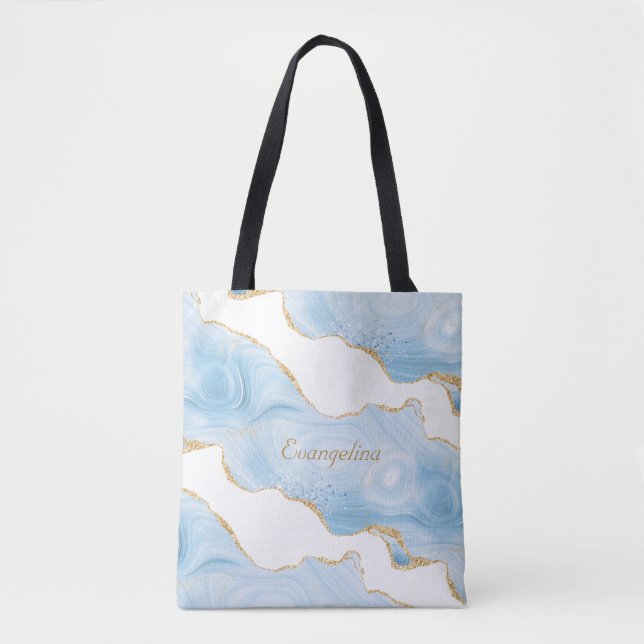 Tote Bag Porte d'or bleu tendance personnalisée (Devant)