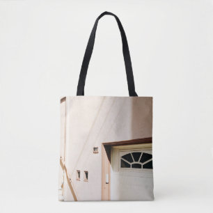 TOTE BAG PORTE EN BOIS BLANC FERMÉE