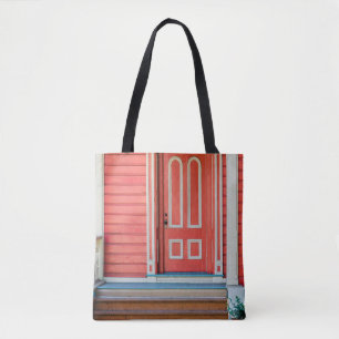 Tote Bag Porte et porche en bois peint rouge traditionnel,