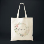 Tote Bag Porte-mère de la florale de la coulée verte d'or<br><div class="desc">Ce sac fourre-tout de femme de chambre fleurie au feuillage doré est le cadeau mariage idéal pour présenter vos demoiselles d'honneur et vos demoiselles d'honneur pour un mariage simple. Le design présente des feuillages botaniques verts et dorés dessinés à la main avec des fleurs roses, rousses et blanches, inspirant une...</div>