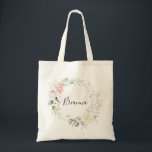 Tote Bag Porte-mère de la florale de la coulée verte d'or<br><div class="desc">Ce sac fourre-tout de femme de chambre fleurie au feuillage doré est le cadeau mariage idéal pour présenter vos demoiselles d'honneur et vos demoiselles d'honneur pour un mariage simple. Le design présente des feuillages botaniques verts et dorés dessinés à la main avec des fleurs roses, rousses et blanches, inspirant une...</div>