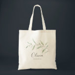 Tote Bag Porte-mère minimaliste et personnalisée<br><div class="desc">Moderne aquarelle botanique feuillage vert design,  simple et élégant,  grands cadeaux de demoiselle d'honneur personnalisés.</div>