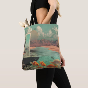 Tote Bag Porte surréaliste dans le désert avec sous-marin
