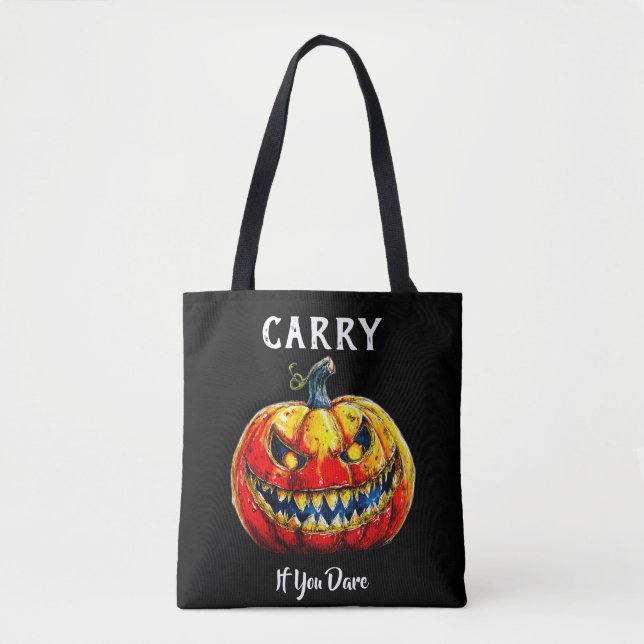 Tote Bag Porter si vous osez Halloween Smiling Citrouille (Devant)