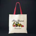 Tote Bag Porteur de bague Backhoe jaune<br><div class="desc">Voici un Backhoe plein d'amour pour votre porteur de bague. Faites-lui sentir spécial avec un cadeau que les petits garçons aimeraient.</div>