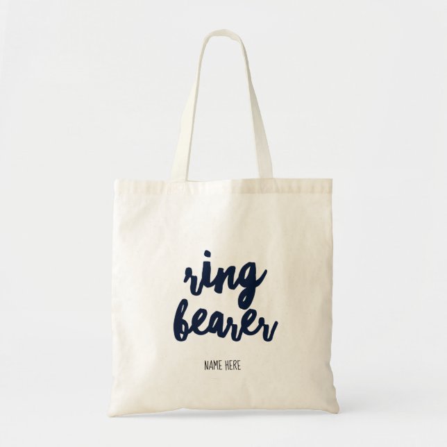 Tote Bag Porteur de bague Nom personnalisé Marine Bleu (Devant)