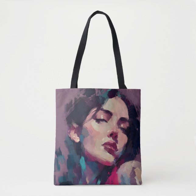 Tote Bag Portrait Abstrait de Lumière Néon (Devant)