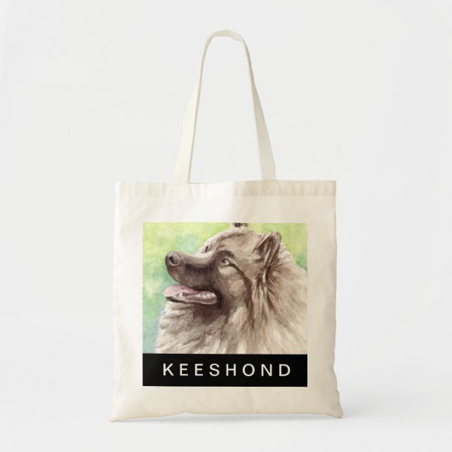 Tote Bag Portrait aquarelle de Keeshond (Devant)
