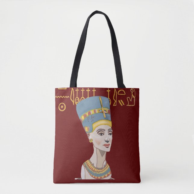 Tote Bag Portrait Coloré de Néfertiti (Devant)