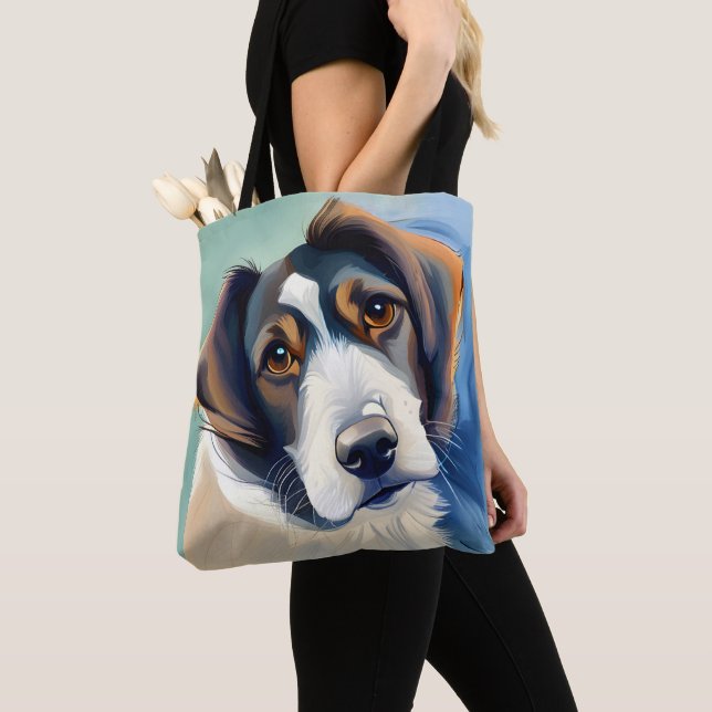 Tote Bag Portrait Croquis de chien mignon (De près)
