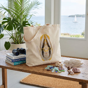 Tote Bag Portrait d'Ange de mer rayé jaune