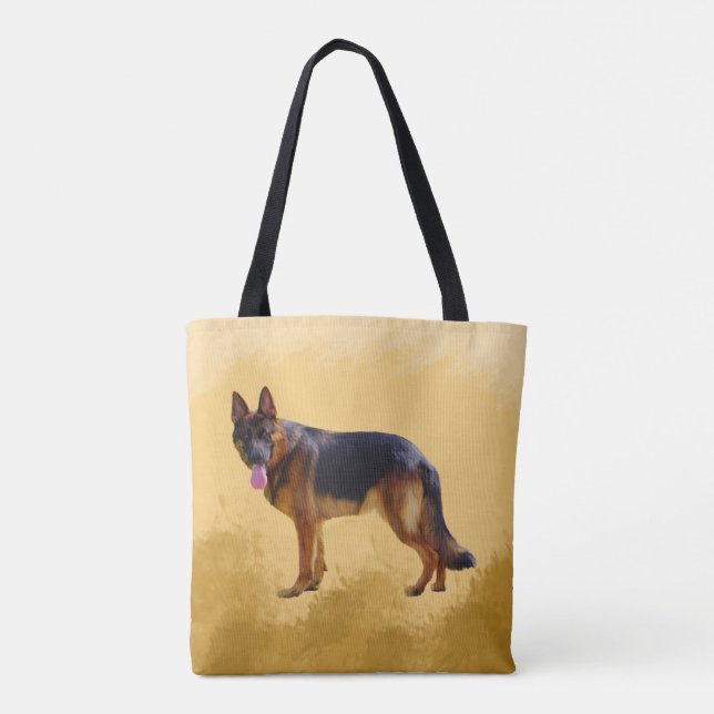 Tote Bag Portrait d'aquarelle de chien berger allemand (Dos)
