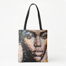 Portrait d'art pixel d'une femme farouche au regar
