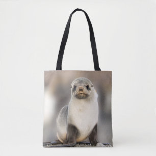 Tote Bag Portrait de bébé phoque sur la plage