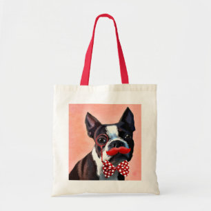 Tote Bag Portrait de Boston Terrier avec la cravate d'arc