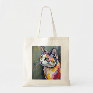 Tote Bag Portrait de chat coloré