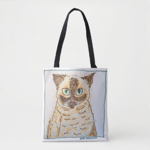 Tote Bag Portrait de Chat Fantaisiste Coloré
