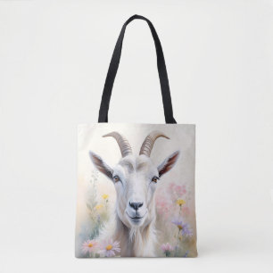 Tote Bag Portrait de chèvre de champ pastel doux